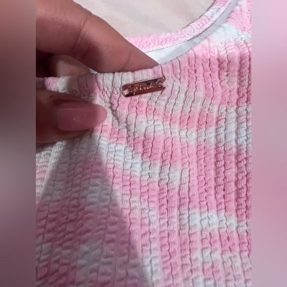 Pink Victoria's Secret Crinkle OneShoulder One Piece Swimsuit XSmall - Picture 4 of 5